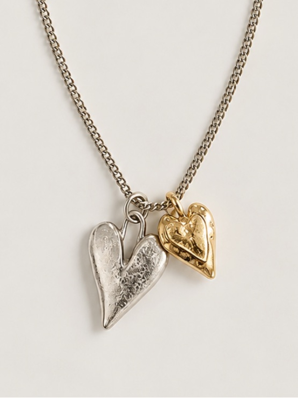 New! Silver Gold Mixed Metal Heart Pendant Necklace 4008 NWOT